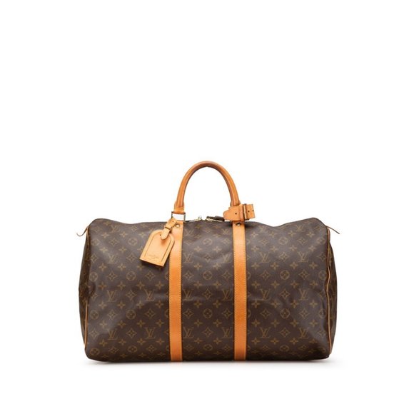 LOUIS VUITTON Brown Monogram Leather Keepall 50 Boston Bag - Picture 1 of 13